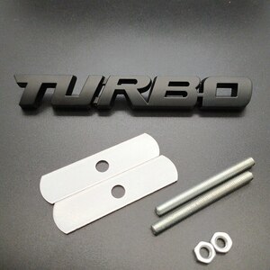 【ゆうパケット送料込】TURBO 3Dエンブレム(Fグリル用) マットブラック 金属製 ターボ車 HKS IHI ギャレット トラスト　