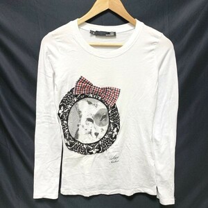 送料安/LOVE MOSCHINO★長袖Tシャツ【40/M/白】クルーネック/レディース◆BA381W