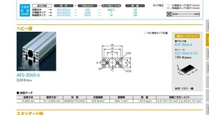 ●AFS-3060-6(NIC)アルミフレーム長さ790mm-2本／1組(A6063S-T5)（在庫品）●