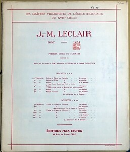 ルクレール ヴァイオリン・ソナタ イ短調 (ヴァイオリン,ピアノ) 輸入楽譜 Leclair Sonate Violon et Piano ou Clavecin la mineur 洋書