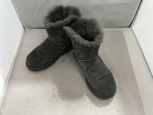 【UGG】アグオーストラリア　レディスムートンショートブーツ　グレー　スウェード×ボア　24cm　SY02-H4C