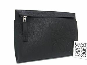 ■新品同様■ LOEWE ロエベ アナグラム レザー セカンドバッグ クラッチバッグ メンズ レディース ブラック系 AZ7917