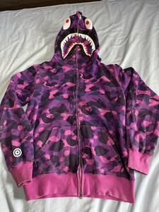 A BATHING APE エイプ パーカー フーディ シャーク XL camo 迷彩 ベイプ BAPE 