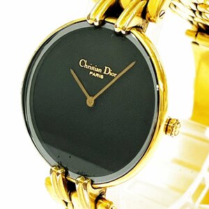 【1円スタート】【訳あり品】Christian Dior クリスチャンディオール 46.154-2 バギラ GP ブラック文字盤 QZ レディース腕時計 277274