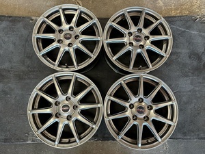 【中古】EUROSPEED　MC-01　16x6.5J 114.3-5+53　ハブ径実測73mm　４本セット　アルミ　ナット無　ノア・ヴォクシー等に！