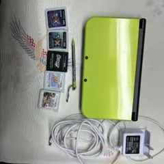 美品任天堂 3DS LL ライムグリーン 充電器カセット付き多少の