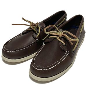 未使用 SPERRY TOP-SIDER スペリー トップサイダー A/O 2-EYE レザー デッキシューズ US:8.5M CM:26.5 濃茶