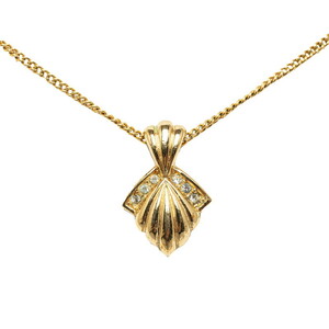 ディオール CDロゴ ラインストーン 貝殻 モチーフ ネックレス ゴールド メッキ レディース Dior 【中古】