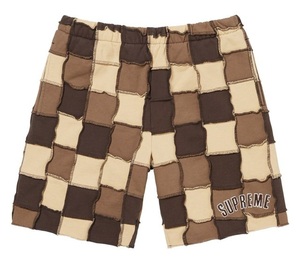 【新品】Supreme Reverse Patchwork Sweatshort COLOR/STYLE：Brown SIZE : Medium