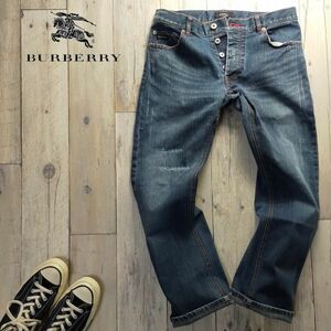 三陽商会☆BURBERRY BLACK LABEL バーバリーブラックレーベル☆クラッシュ ダメージ加工 ストレッチ デニム パンツ W73 S783