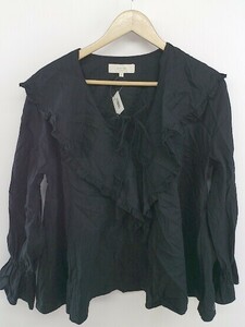 ◇ B:MING by BEAMS ビーミング by ビームス フリル ビッグカラー 長袖 シャツ ブラウス サイズS ブラック レディース P