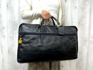 極美品 LOEWE ロエベ アナグラム ボストンバッグ ハンドバッグ バッグ レザー 黒 A4可 メンズ 74319Y