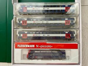 ★スイス国鉄【新品未走行】FLEISCHMANN775301制御機関車+815501.2階建２等客車+815401.2階建1/2等客車+815381.2階建制御客車＝4両フル編成