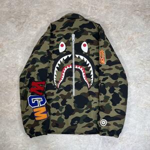 【美品】APE/エイプ　コーチ ジャケット　シャーク プリント　ベイプ カモ　L