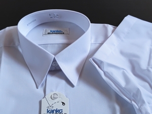 ♪新古品♪【kanko】カンコー　墨おち学生シャツ ★白★　150　半袖　レギュラー襟　形態安定