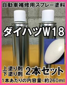 ◇ ダイハツW18　スプレー　塗料　パールホワイトⅡ　オプティ　上塗り色下塗り色2本セット　補修　タッチアップ　脱脂剤付き　W18