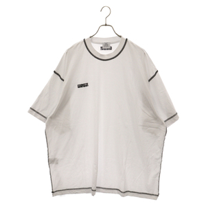 ヴェトモン 24SS INSIDE-OUT T-SHIRT インサイドアウト エンブロイダリー ロゴ ステッチ 半袖カットソー Tシャツ ホワイト UE64TR600WB