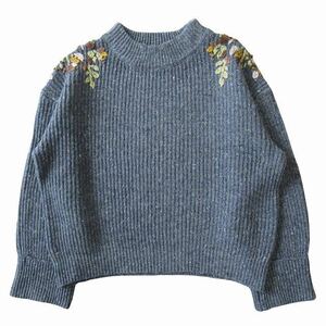 美品 ビームスハート BEAMS HEART ハンド刺繍 ニット プルオーバー セーター カットソー 長袖 丸首 近年モデル 43-15-1041-646 サイズF