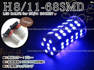 定形外送料無料 スペーシア MK32S カスタム H25.3~ LED デイライト バルブ H8 68連 ライト 青 ブルー 12V 純正交換 全面発光 左右2個