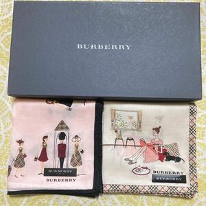 【人気柄】新品/2枚/女の子/BURBERRY/ハンカチ/正規品/バーバリー/綿100%/未使用/即決/匿名発送/桜/ピンク/y/大判/箱なし/犬/ダックス/45