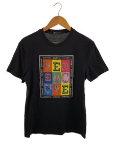 VERSACE◆カラーストーン/刺繍/クルーネック/Tシャツ/XS/コットン/ブラック/A81949