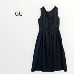 【GU 】黒 ノースリーブ ロングワンピース　XL