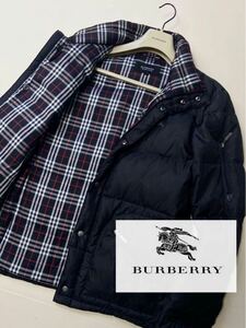 i4 ホワイトグースダウン　参考価格13万●BURBERRY BLACK LABEL ホース騎士刺繍〜バーバリーダウンジャケットコート メンズ