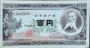 [即決] 板垣退助 百円札 CT245972M(大きな折れ目無し) 100円札 日本銀行券 古紙幣 旧紙幣 旧札古銭同梱可 