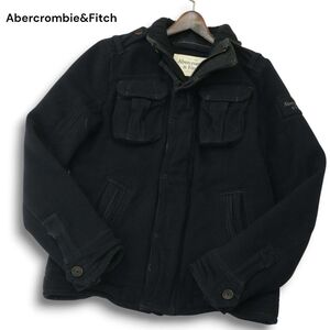 Abercrombie&Fitch アバクロンビー＆フィッチ 秋冬 USED加工★ 中綿 ウール ミリタリー ジャケット Sz.L メンズ 紺　A4T13047_C#N