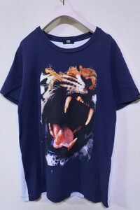 Onitsuka Tiger asics Tee size L オニツカタイガー 虎 タイガー Tシャツ ネイビー×水色 アシックス