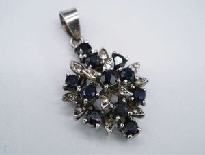 【1371】シルバー 925 サファイア ペンダントトップ SILVER ネックレストップ TIA