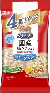 （まとめ買い）グラン・デリ 国産鶏ささみパウチ ジュレ 成犬用バラエティ ブロッコリー入り、かぼちゃ入り 80gx4個 〔×8〕