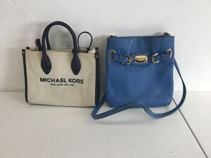 ●営ST571-100【MICHAEL KORSまとめ 】MICHAEL KORS マイケルコース トートバッグ レザーハンドル / ショルダーバッグ ブルー レディース/y