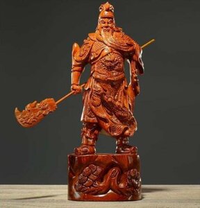 高30cm 　精密彫刻　極上品　仏師で仕上げ品 武財神　三国志　関羽像