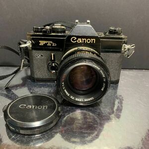 Canon キヤノン FTb QL 一眼レフフィルムカメラ レンズ S.S.C FD 1:1.4 50mm シャッター確認済 ブラックボディ CANON 付属品付