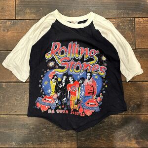 80s rolling stones ローリングストーンズ　u.s.tour 1981-82 バンドTシャツ　ラグラン　パキスタン　パキ綿　paramount M ヴィンテージ