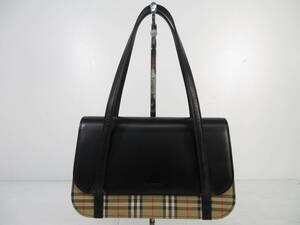 2412605-015 Burberry バーバリー ノバチェック キャンバス×レザー ハンドバッグ