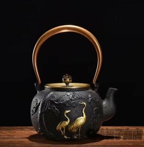 美品登場☆新入荷☆茶壺☆手彫り鉄壺 鉄やかん 鉄分補給 未塗装鉄器 茶道具