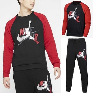 ナイキ XL ジョーダン ジャンプマン クラシック フリースクルー パンツ 定価17050円 ブラック レッド JORDAN JUMPMAN スウェット 上下