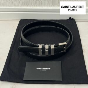 美品 サンローランパリ Saint Laurent Paris 3連ベルト 95 エディ期 黒 シルバー セリーヌ 正規品 本物 ディオール グッチ バレンシアガ
