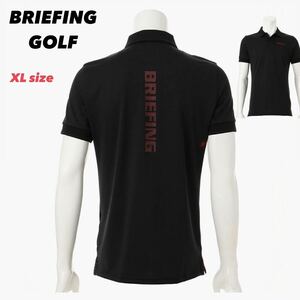 未使用級/XLサイズ●BRIEFING GOLF ブリーフィング ゴルフ ウェア 半袖 ポロシャツ ストレッチ 吸水速乾 ロゴ ステッチ トップス 黒 メンズ