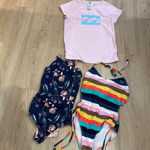 RoxyロキシーとらBillabong ビラボンの可愛い水着とラッシュガード3枚セット12歳 