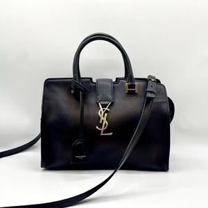 ◎美品◎ SAINT LAURENT サンローラン パリ YSL ベイビーカバス ハンドバッグ 2WAY ショルダーバッグ レザー カサンドラ 金ロゴ ゴールド