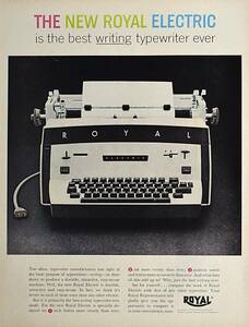稀少！広告/1960年代ロイヤル・タイプライター広告/Royal Electric Typewriter/T