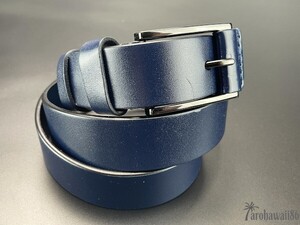 arohawaii86◆HB-607A 本革 ブルー 肉厚 *smooth leather レザーベルト シンプル 新品☆1スタ☆１円スタート☆