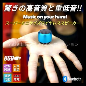 新品 超小型 Bluetoothスピーカー ポータブルスピーカー ワイヤレススピーカー ミニスピーカー ウーファー ブルー