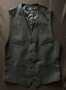 【名作】極美品 RRL OLIVE TWEED VEST ダブルアールエル ツイード オリーブ カーキ ベスト ラルフローレン S