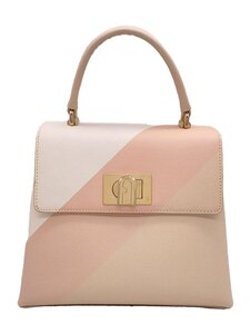 FURLA◆ハンドバッグ/レザー/BEG/BALLERINA/ショルダー紐欠品、角スレ