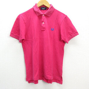 y■日本製■フレッドペリー/FRED PERRY 鹿の子 半袖ポロシャツ■ピンク【メンズM】MENS/レトロ/79【中古】