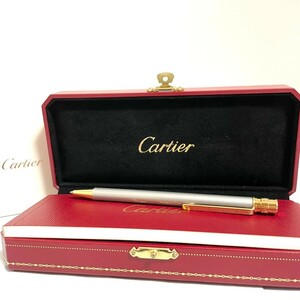 １円スタート Cartier カルティエ ボールペン サントス ドゥ ツイスト式 ゴールド シルバー 筆記用具 箱付き